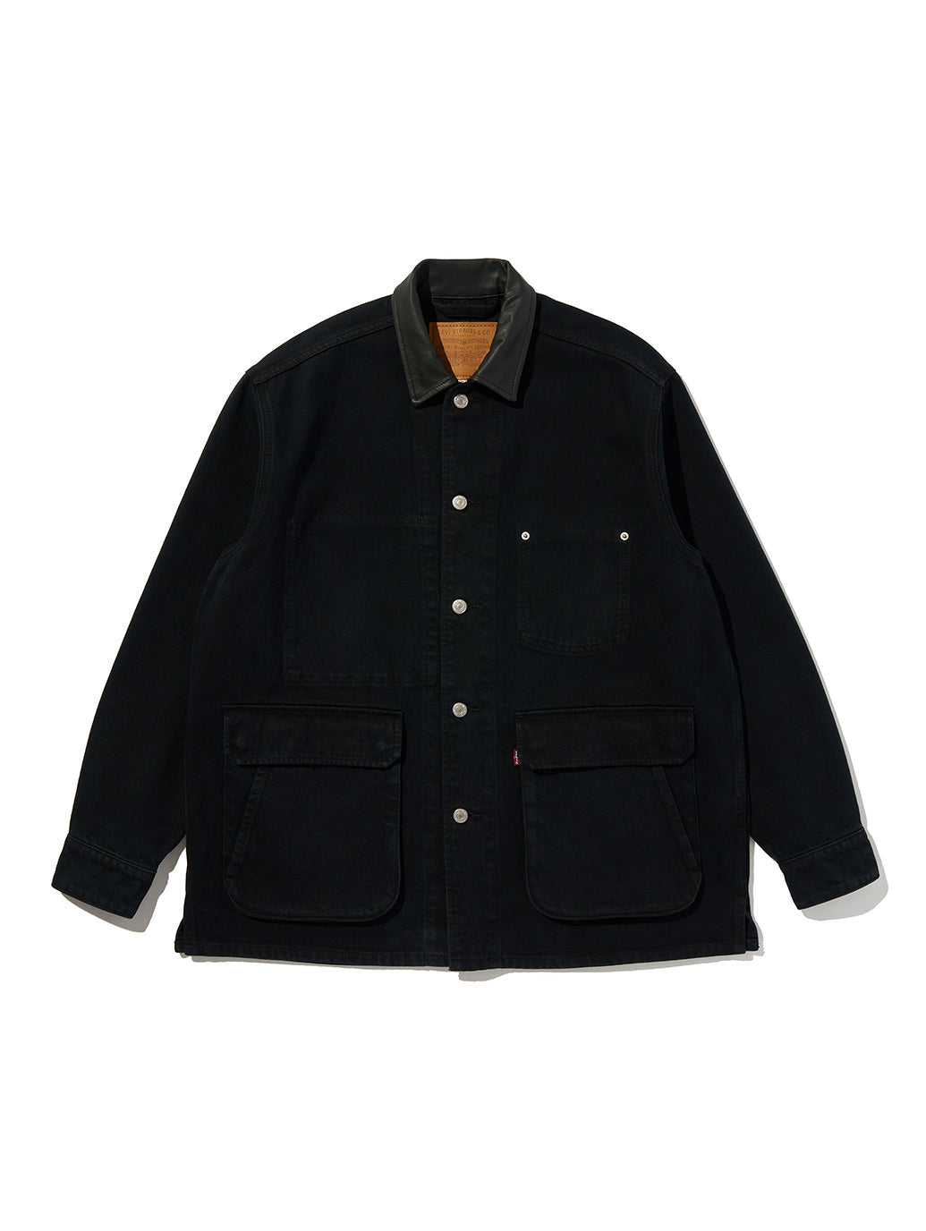 PREMIUM BLACK LEATHER WORK DENIM JACKET