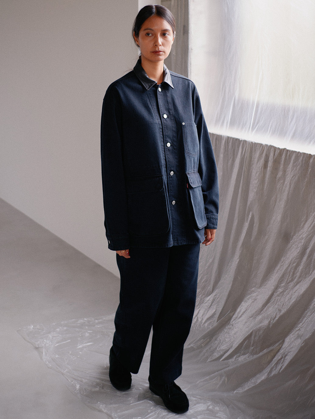 PREMIUM BLACK BAGGY DENIM SLACKS