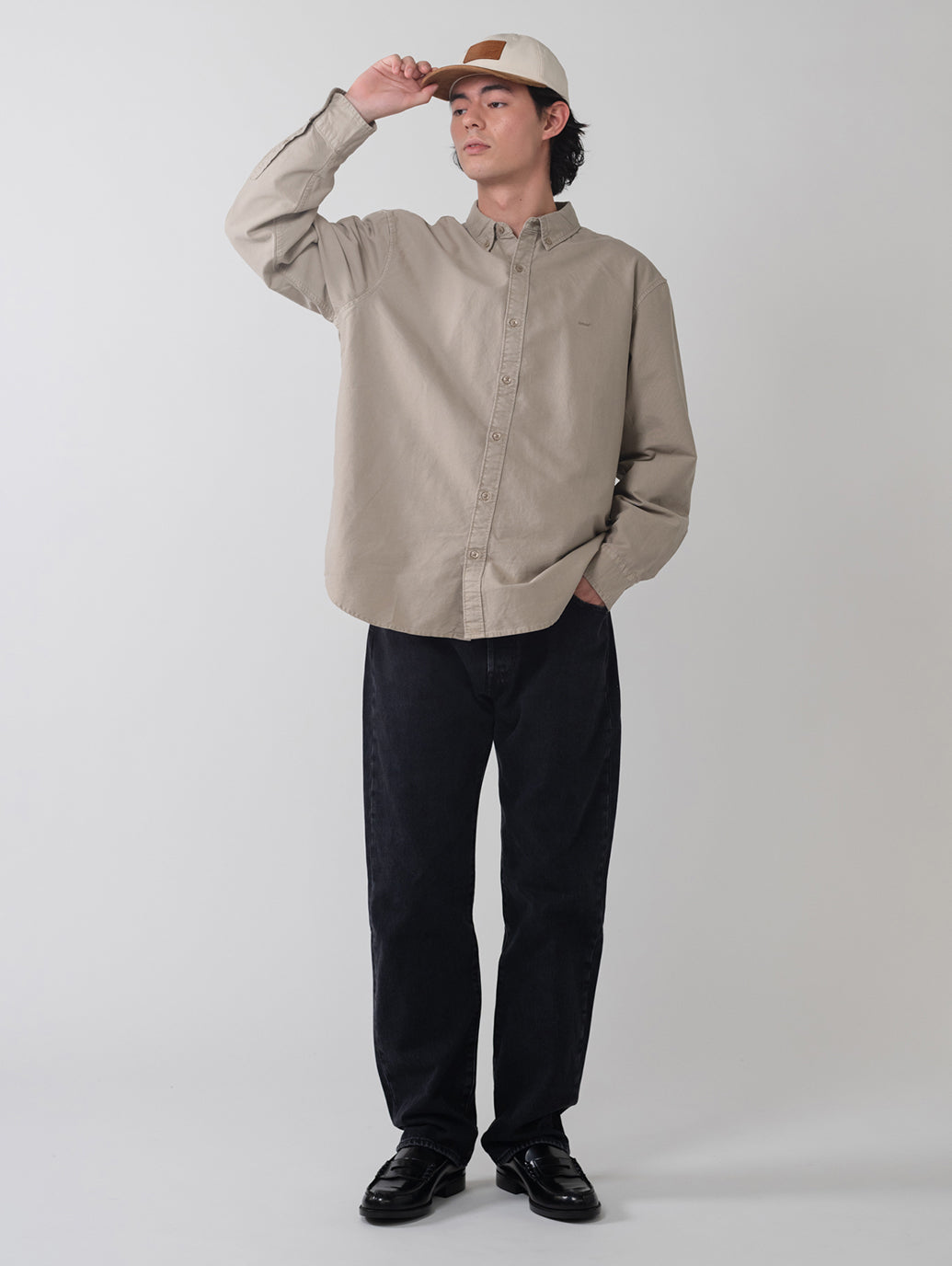 CRONOS オリーブ ボタンダウンシャツ CRONOS オリーブ ボタンダウンシャツ オックス無地ボタンダウン