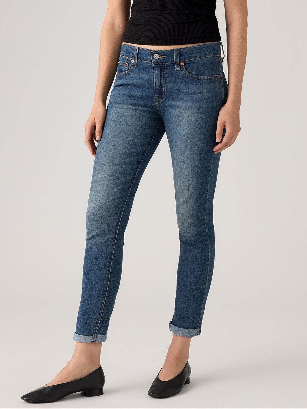 MID RISE ボーイフレンドジーンズ ミディアムインディゴ