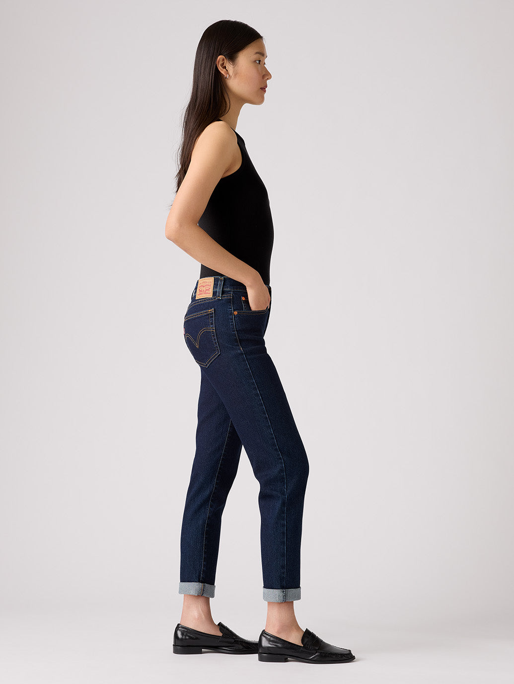 MID RISE ボーイフレンドジーンズ ダークインディゴ