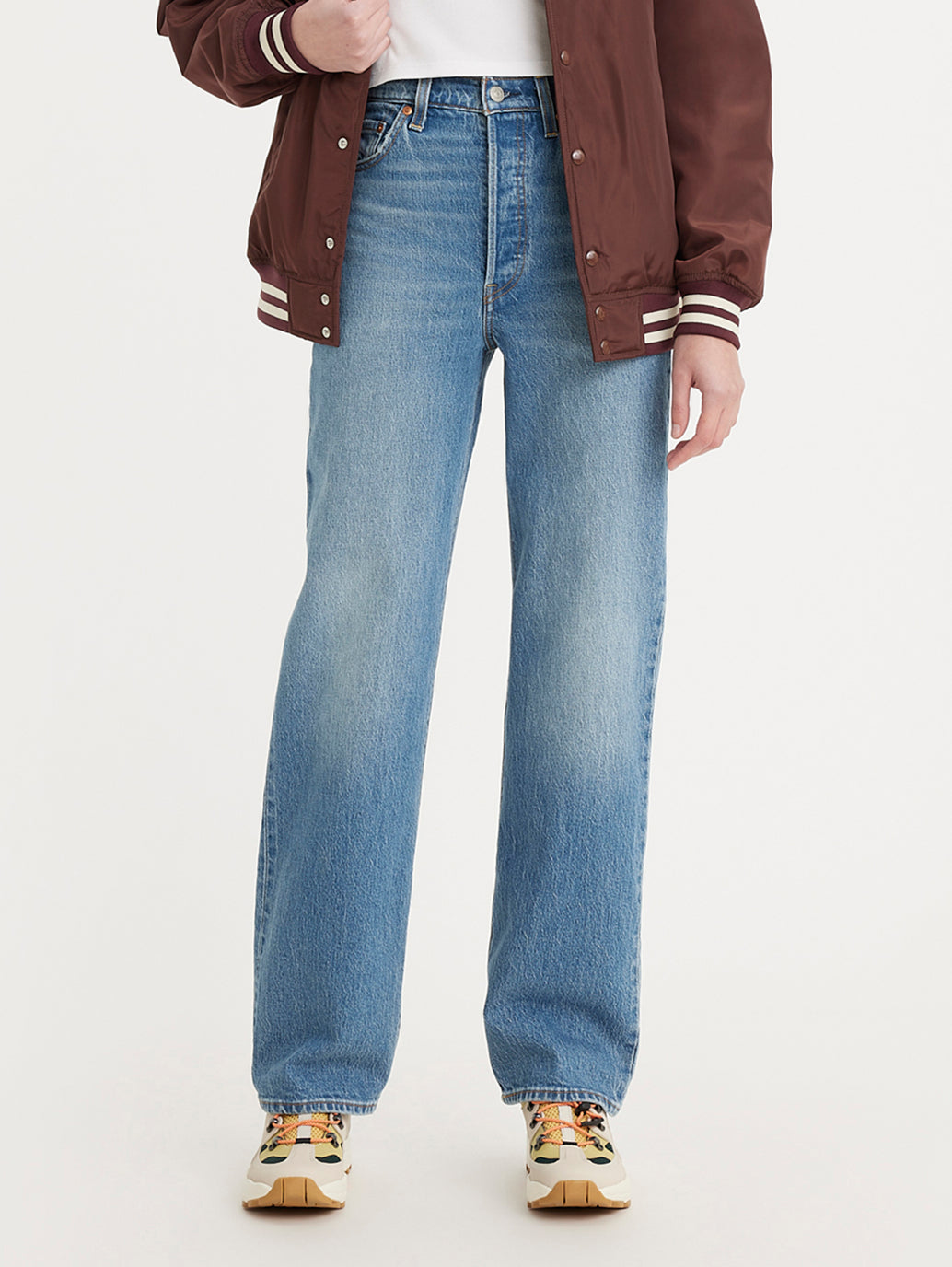 RIBCAGE ストレートジーンズ ミディアムインディゴ