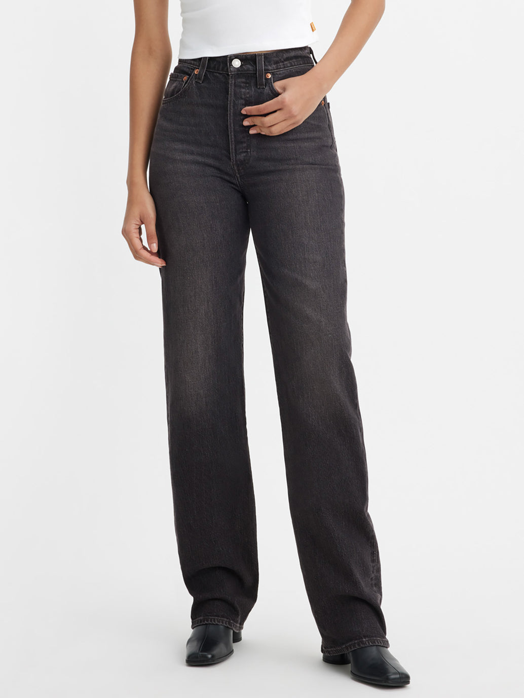 RIBCAGE ストレートジーンズ ブラック