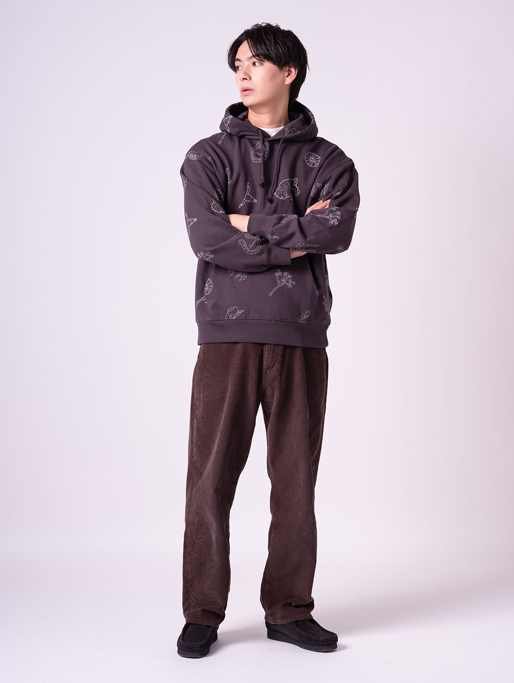 リラックスフィット グラフィック パーカー