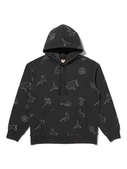 リラックスフィット グラフィック パーカー