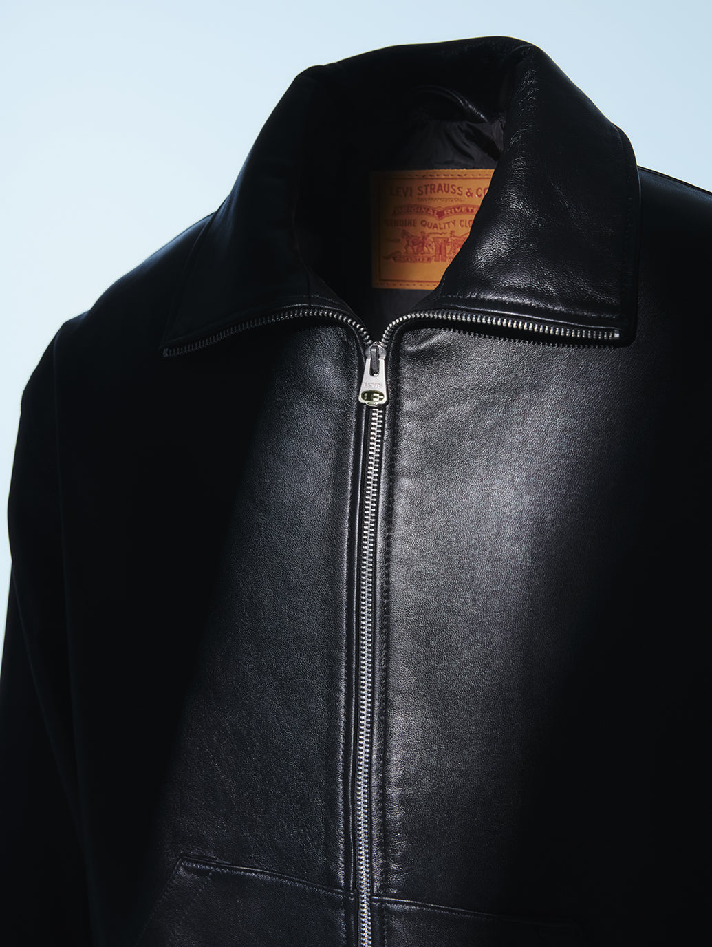 PREMIUM BLACK FULLZIP SPORTS LEATHER JACKET