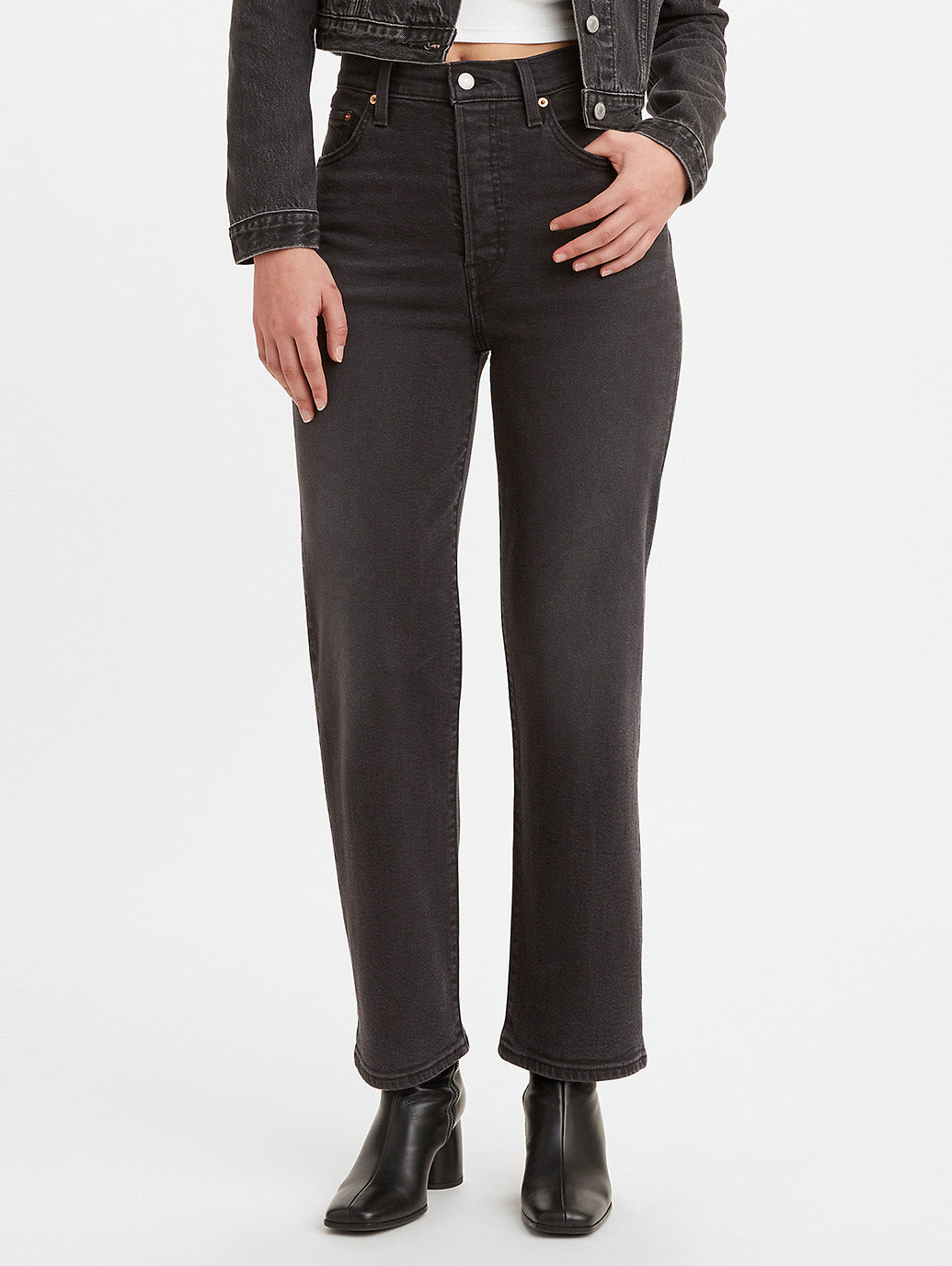 RIBCAGE ストレートジーンズ ブラック