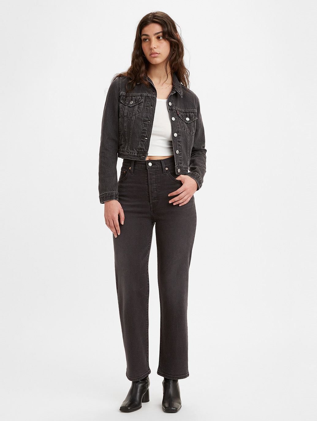 RIBCAGE ストレートジーンズ ブラック