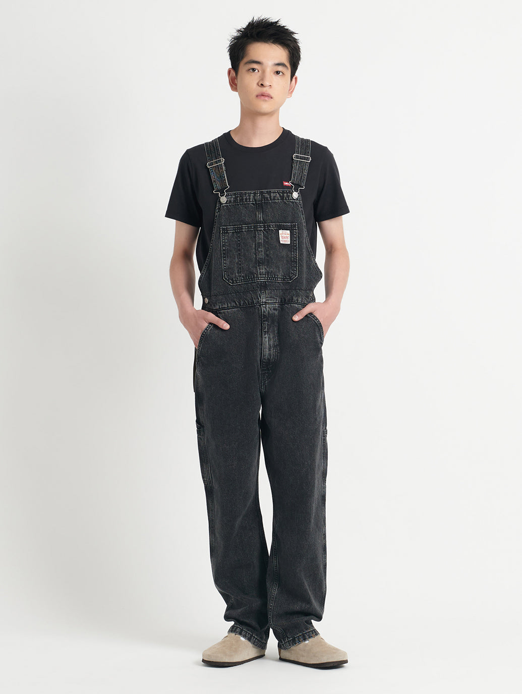 オーバーオール ブラック DARKLY WASH OVERALL 