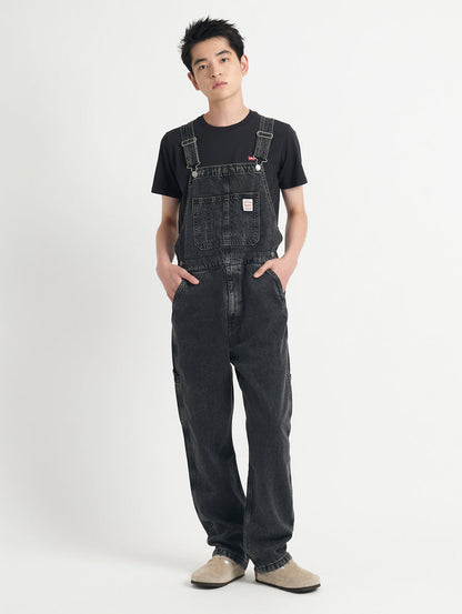 オーバーオール ブラック DARKLY WASH OVERALL 
