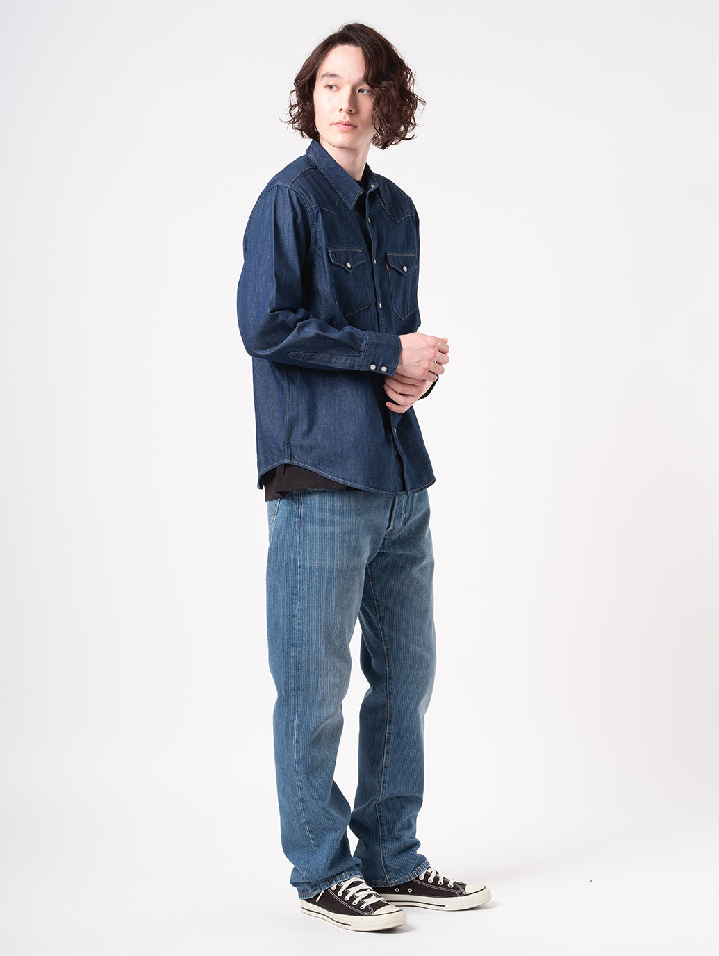 リーバイス シャツ メンズ トップス BARSTOW WESTERN STANDARD - Shirt - marble black denim rinse