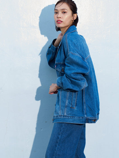 XL WOMEN'Sトラッカージャケット ミディアムインディゴ WORN IN 