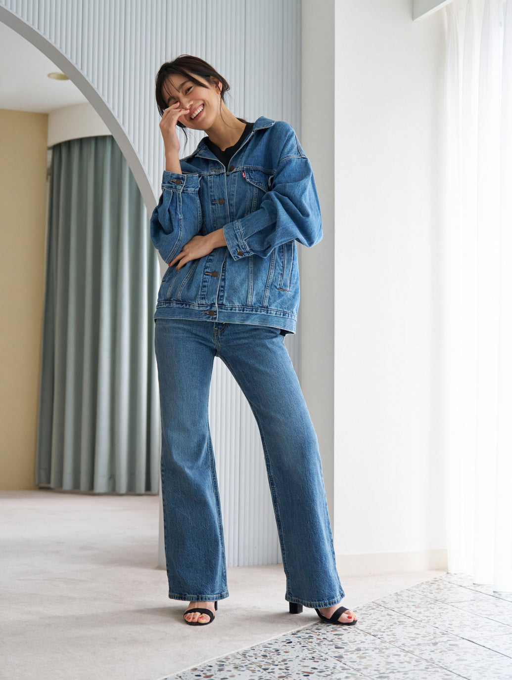XL WOMEN'Sトラッカージャケット ミディアムインディゴ WORN IN 