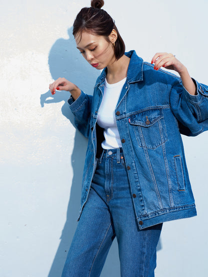 XL WOMEN'Sトラッカージャケット ミディアムインディゴ WORN IN 