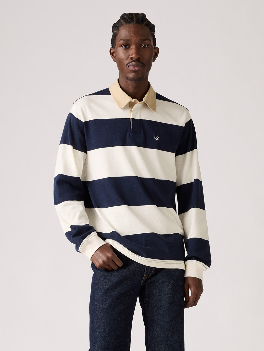 ストライプ ラグビーシャツ