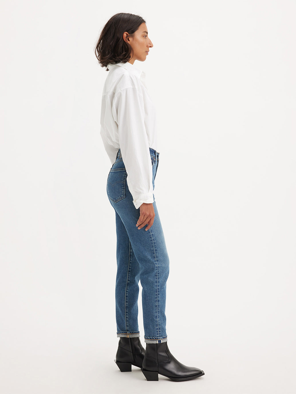 MADE IN JAPAN ハイライズ スリムジーンズ ミディアムインディゴ