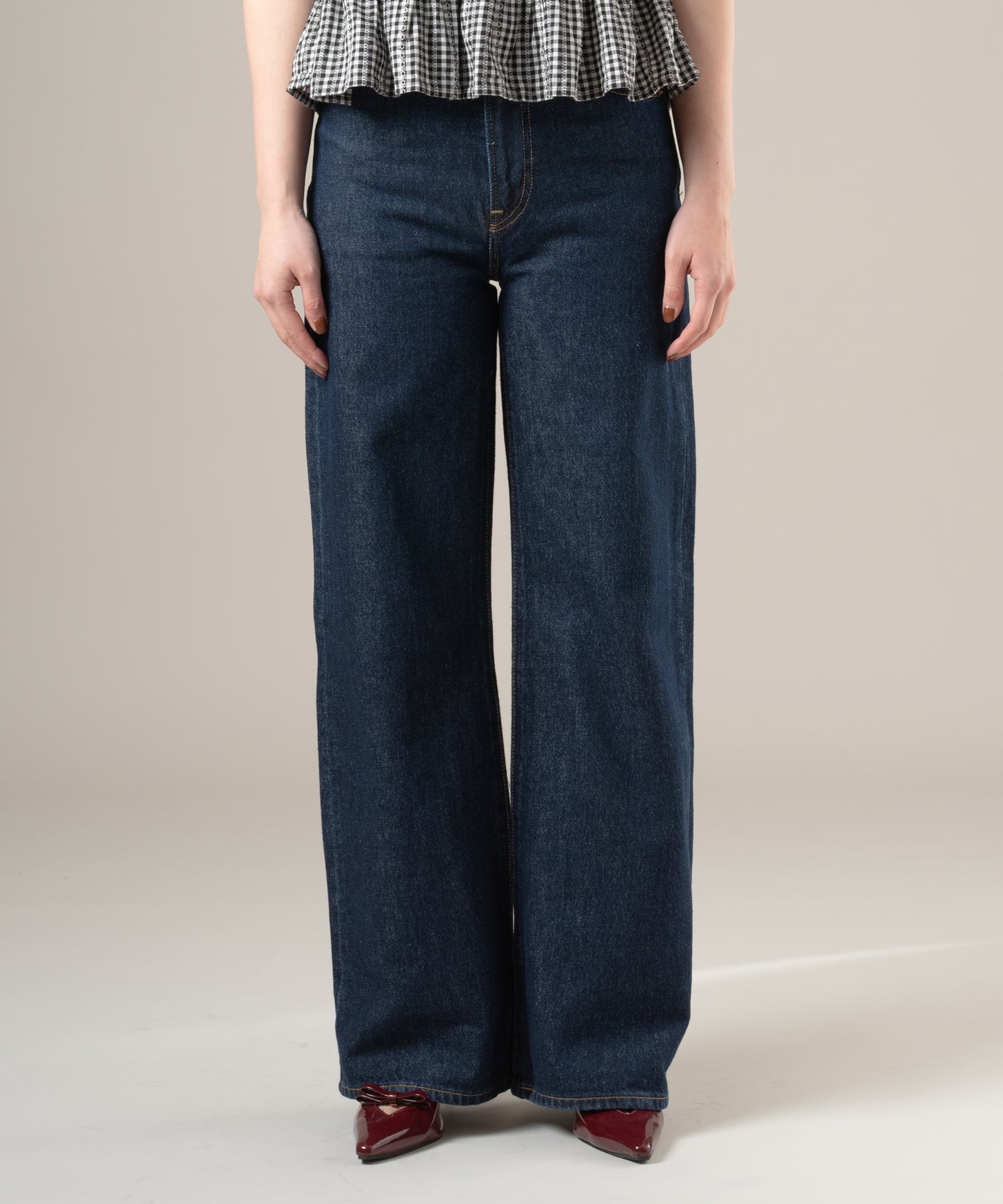 RIBCAGE WIDE LEG ジーンズ ダークインディゴ