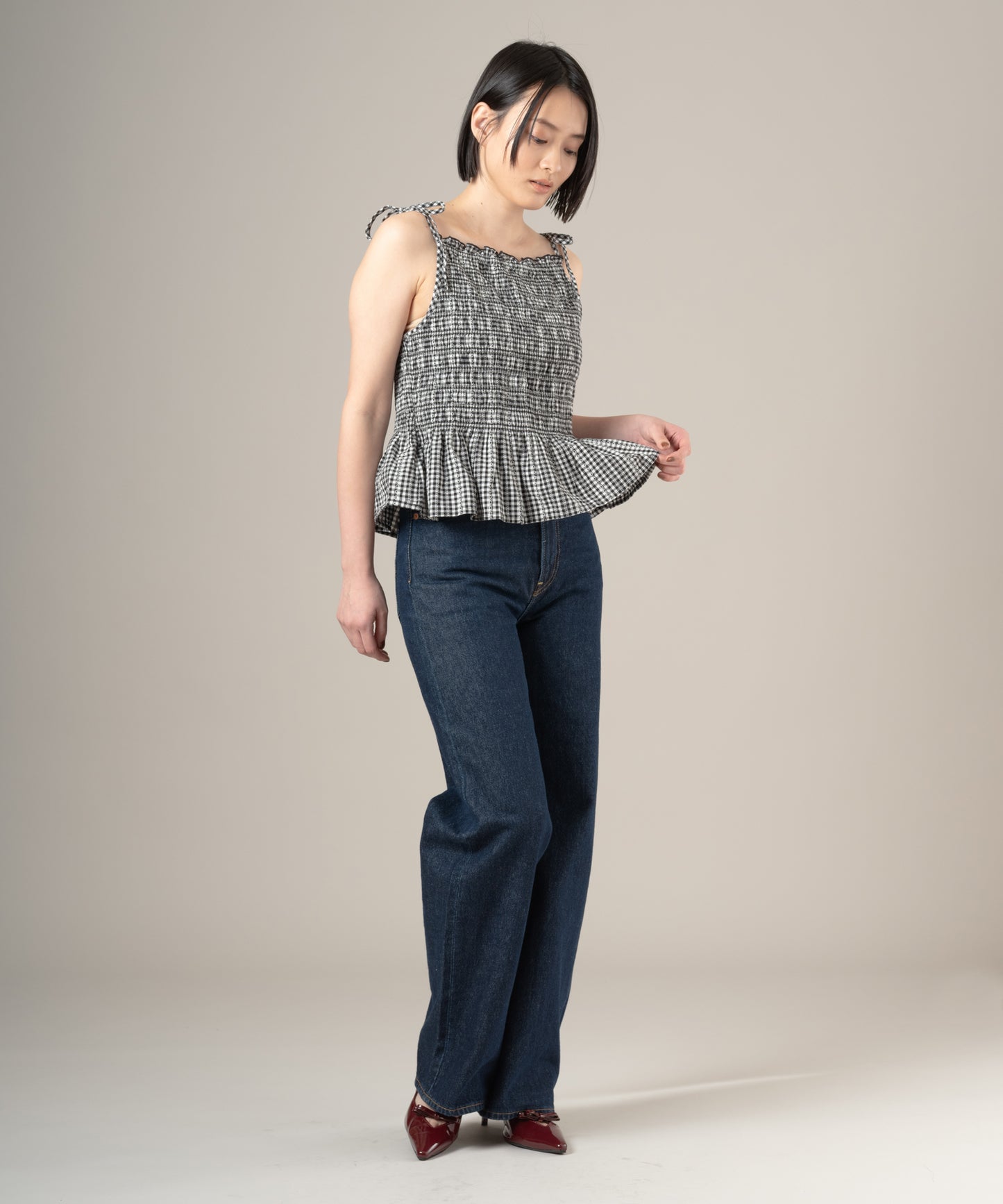 RIBCAGE WIDE LEG ジーンズ ダークインディゴ