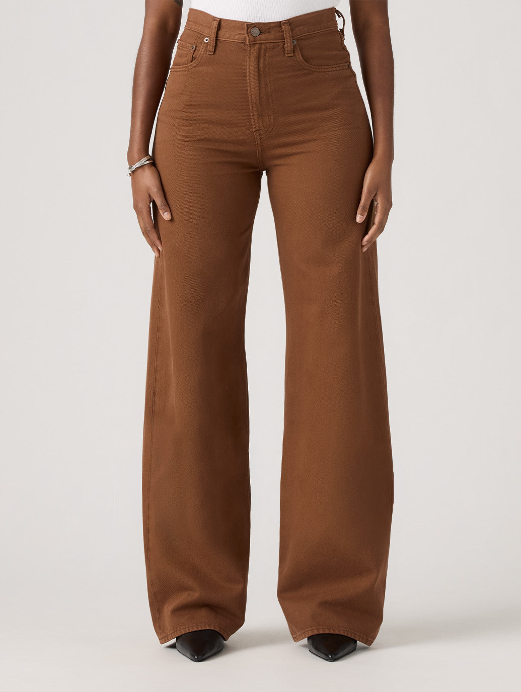 RIBCAGE WIDE LEG ジーンズ ブラウン