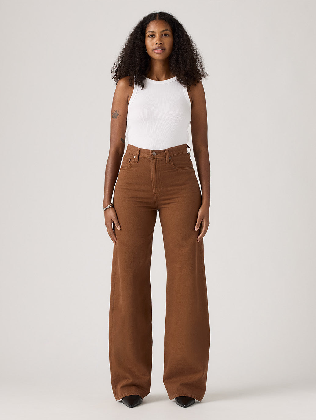 RIBCAGE WIDE LEG ジーンズ ブラウン