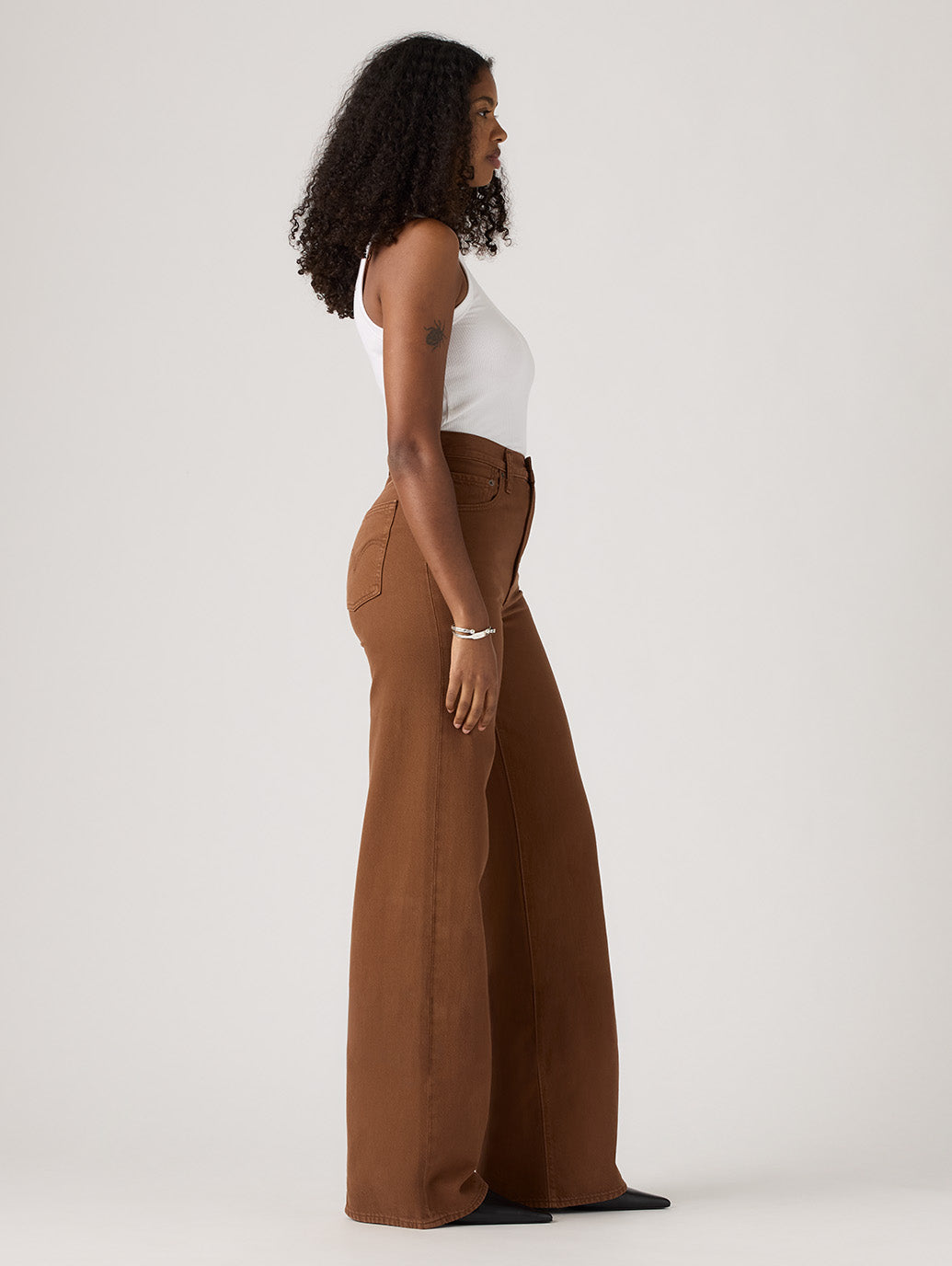 RIBCAGE WIDE LEG ジーンズ ブラウン