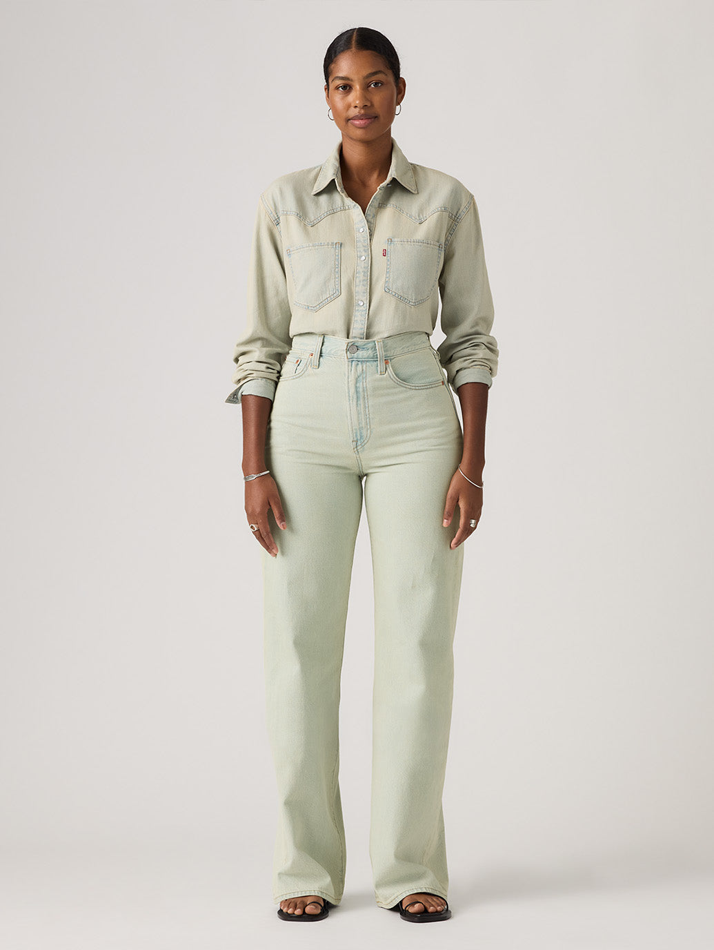 RIBCAGE WIDE LEG ジーンズ ライトインディゴ