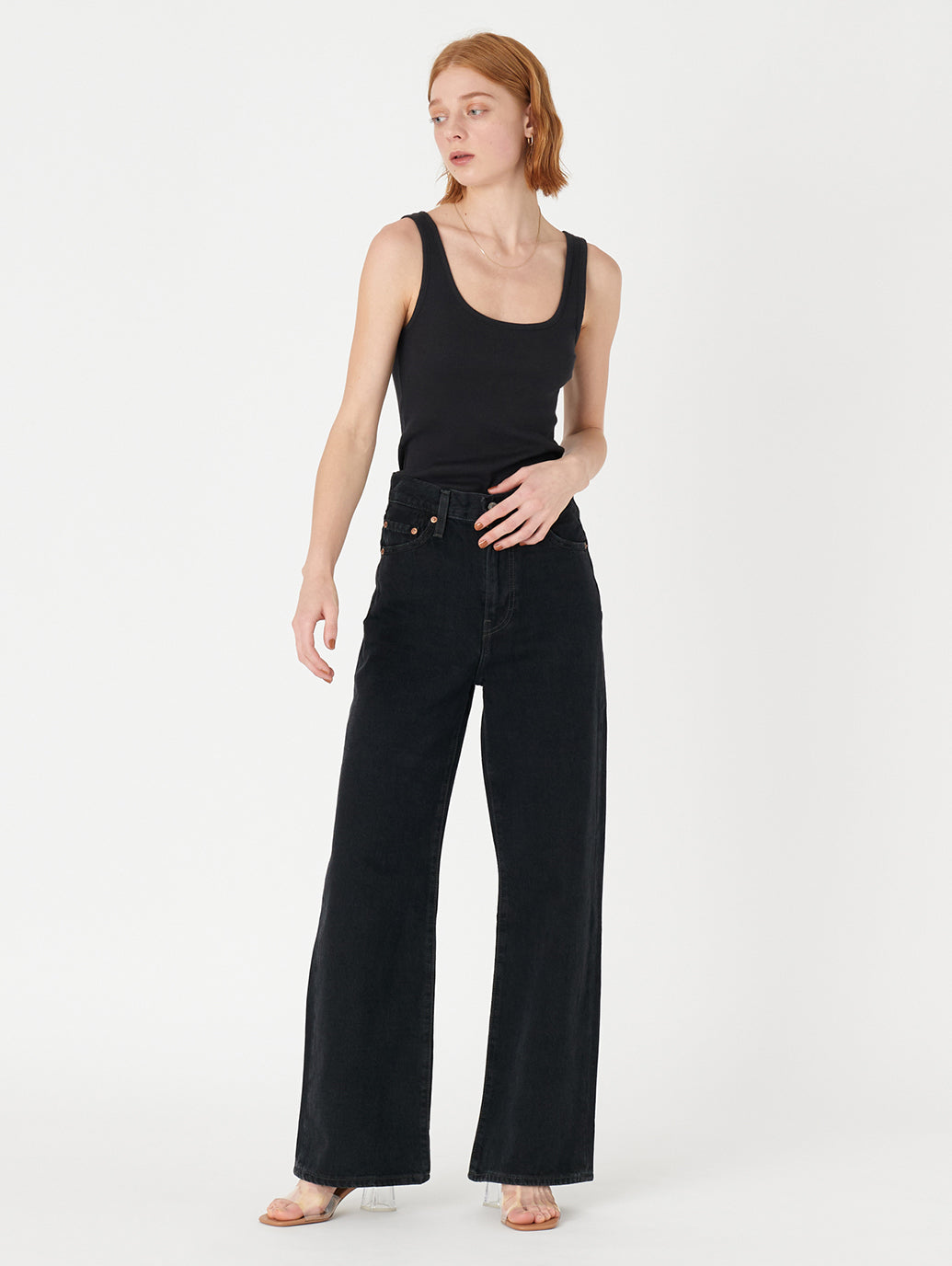 RIBCAGE WIDE LEG ブラック