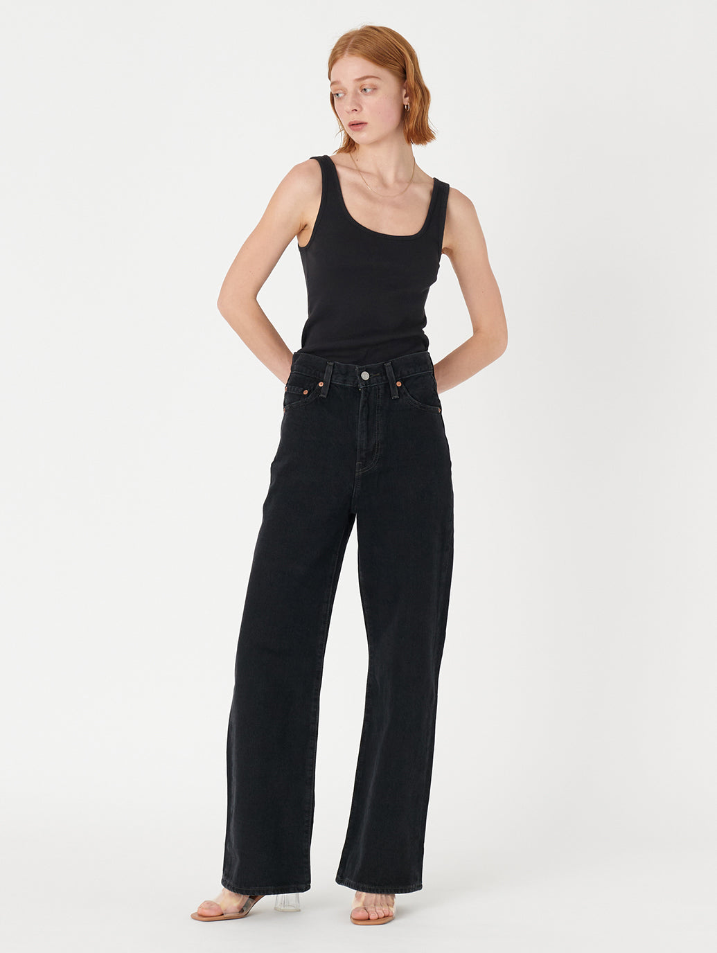 RIBCAGE WIDE LEG ブラック