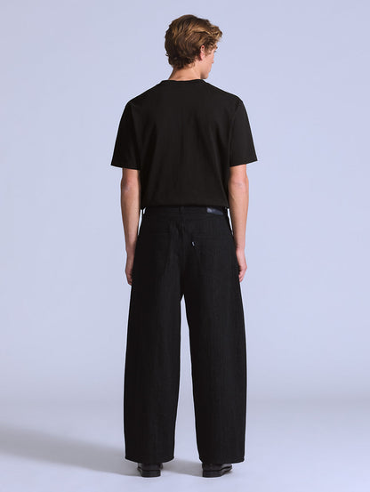 BLUETAB™ ワイドプリーツ CROP ジーンズ ブラック