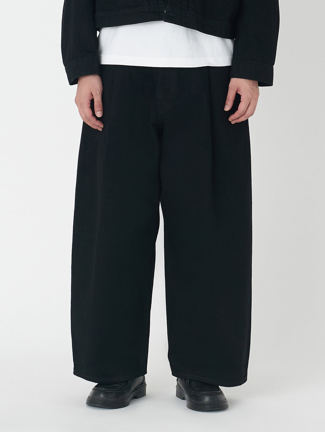 ワイドプリーツ CROP ブラック GRANITE MADE OF JAPAN 