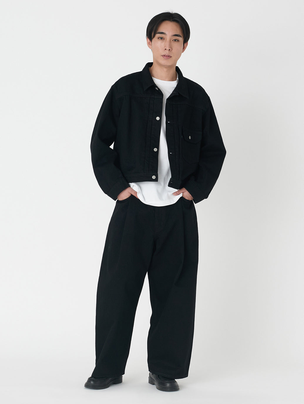 ワイドプリーツ CROP ブラック GRANITE MADE OF JAPAN 