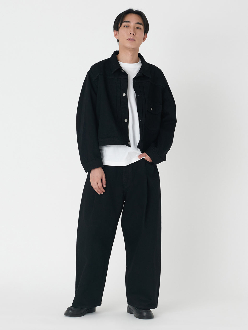 ワイドプリーツ CROP ブラック GRANITE MADE OF JAPAN 