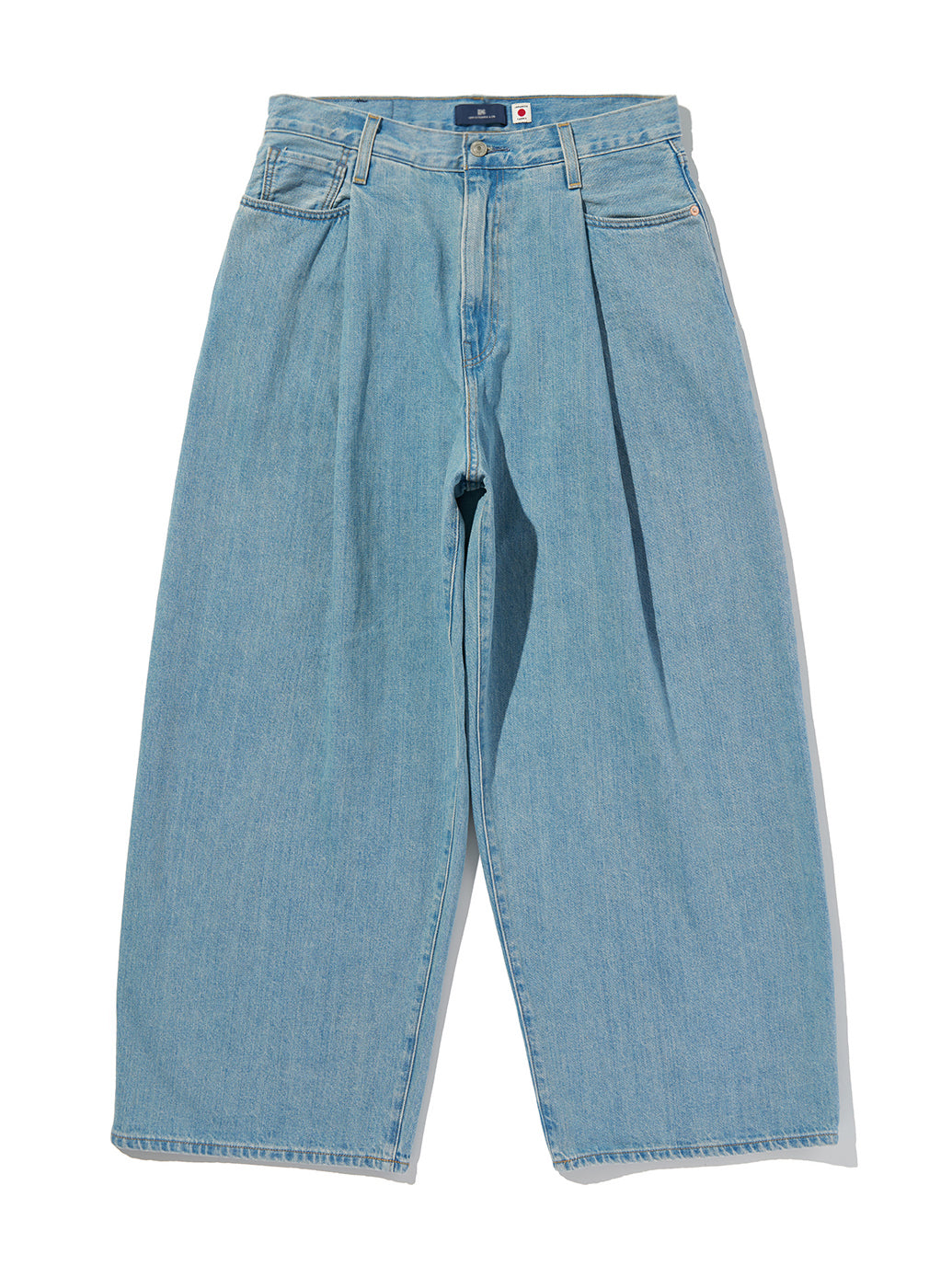 BLUETAB™ ワイドプリーツ CROP ジーンズ ライトインディゴ