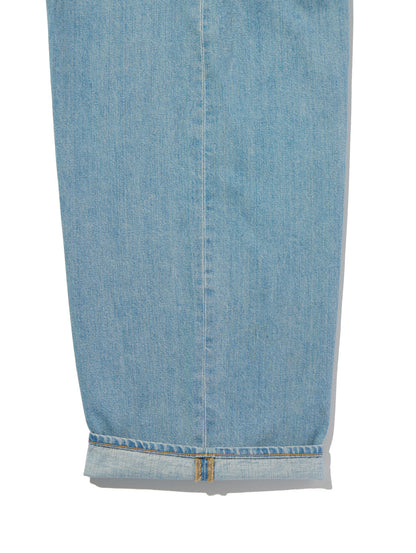 BLUETAB™ ワイドプリーツ CROP ジーンズ ライトインディゴ