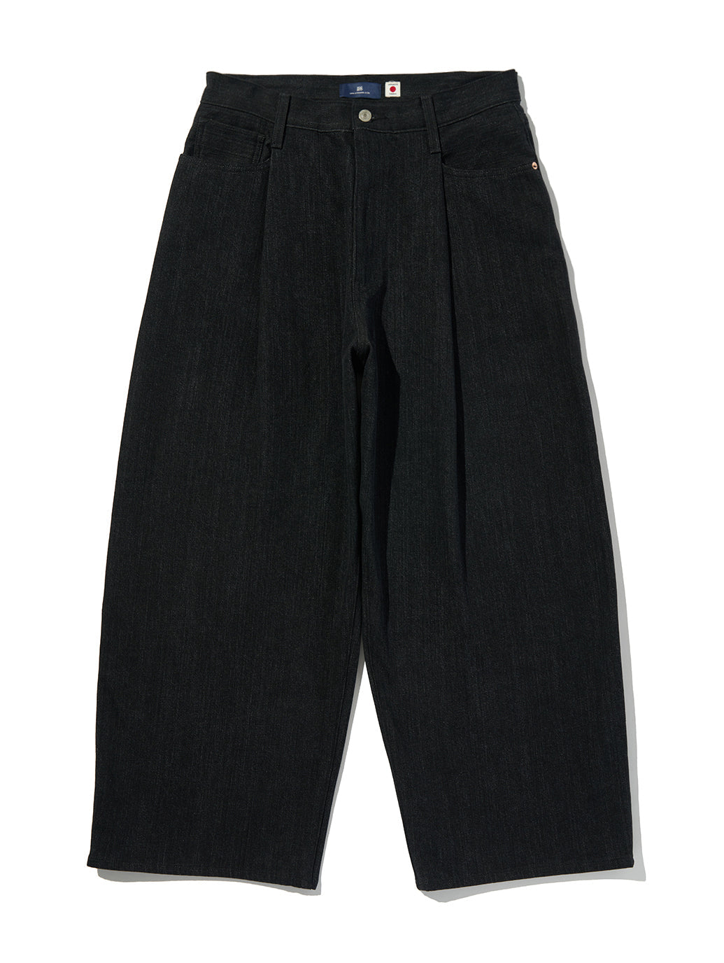 BLUETAB™ ワイドプリーツ CROP ジーンズ ブラック