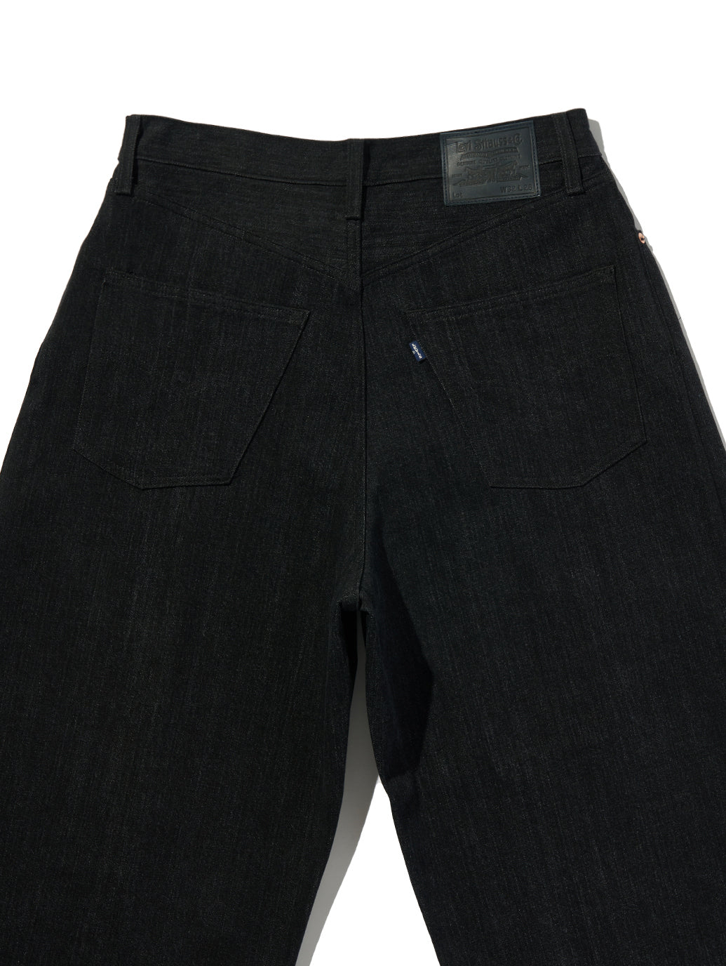 BLUETAB™ ワイドプリーツ CROP ジーンズ ブラック