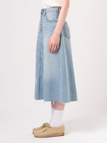 ハイライズ Aラインスカート ライトインディゴ 