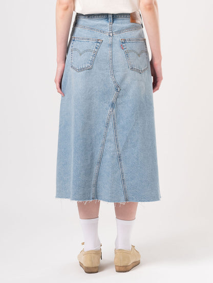 ハイライズ Aラインスカート ライトインディゴ 