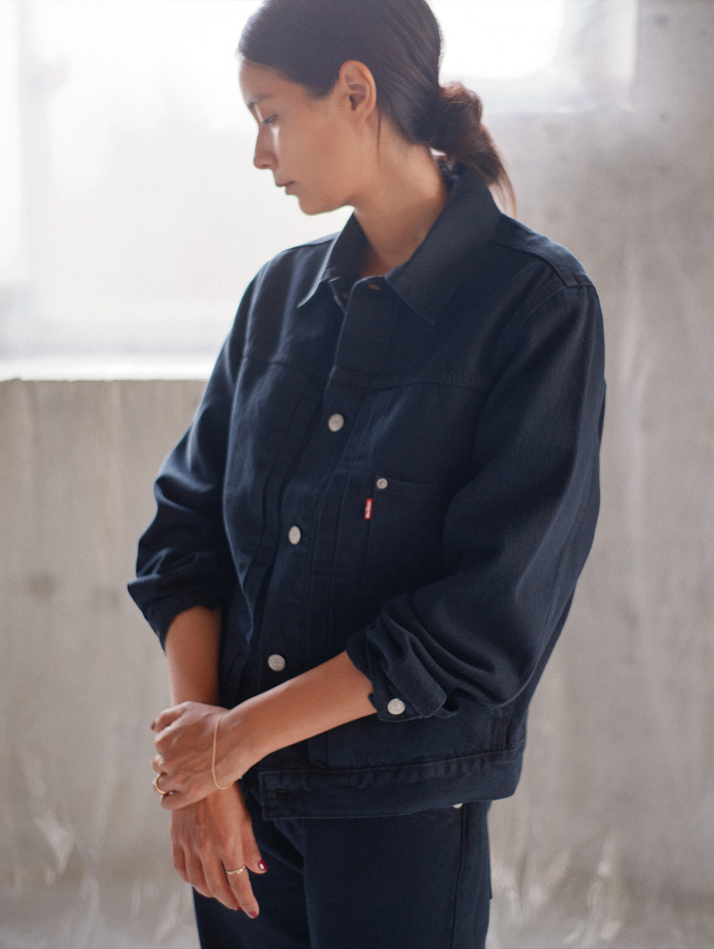PREMIUM BLACK TYPE 1 TRUCKER JACKET
