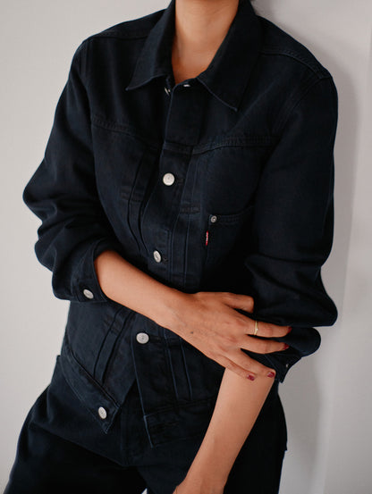 PREMIUM BLACK TYPE 1 TRUCKER JACKET