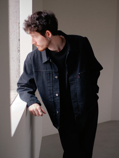 PREMIUM BLACK TYPE 1 TRUCKER JACKET