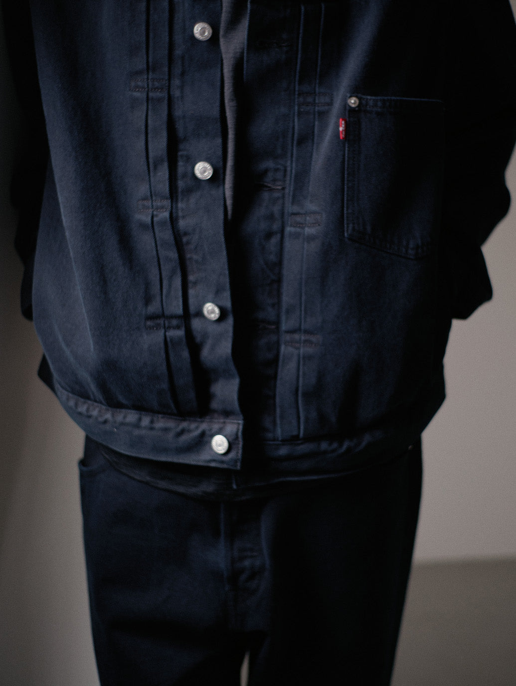 PREMIUM BLACK TYPE 1 TRUCKER JACKET