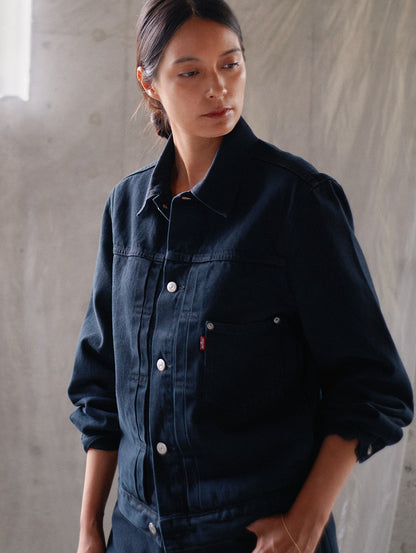 PREMIUM BLACK TYPE 1 TRUCKER JACKET