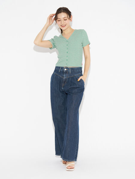 MONICA 半袖シャツ STRIPE BERYL GREEN