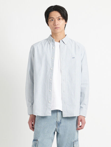 AUTHENTIC ボタンダウンシャツ ブルー WAYLON STRIPE