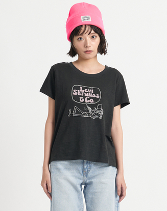 BOXY グラフィックTシャツ CAT ブラック COWBOY