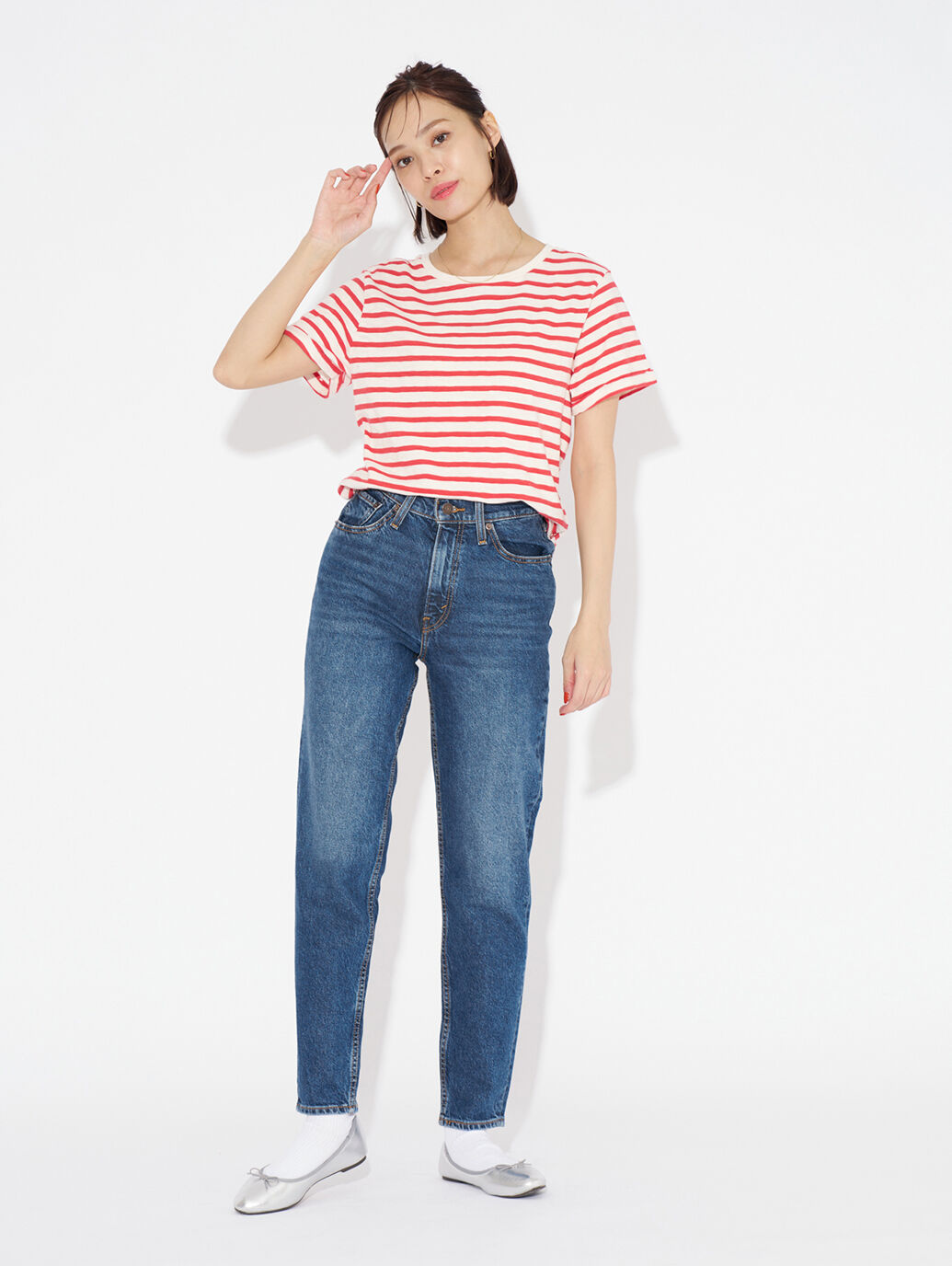 MARGOT ボーダーTシャツ レッド STRIPE CORAL RED｜リーバイス® 公式通販